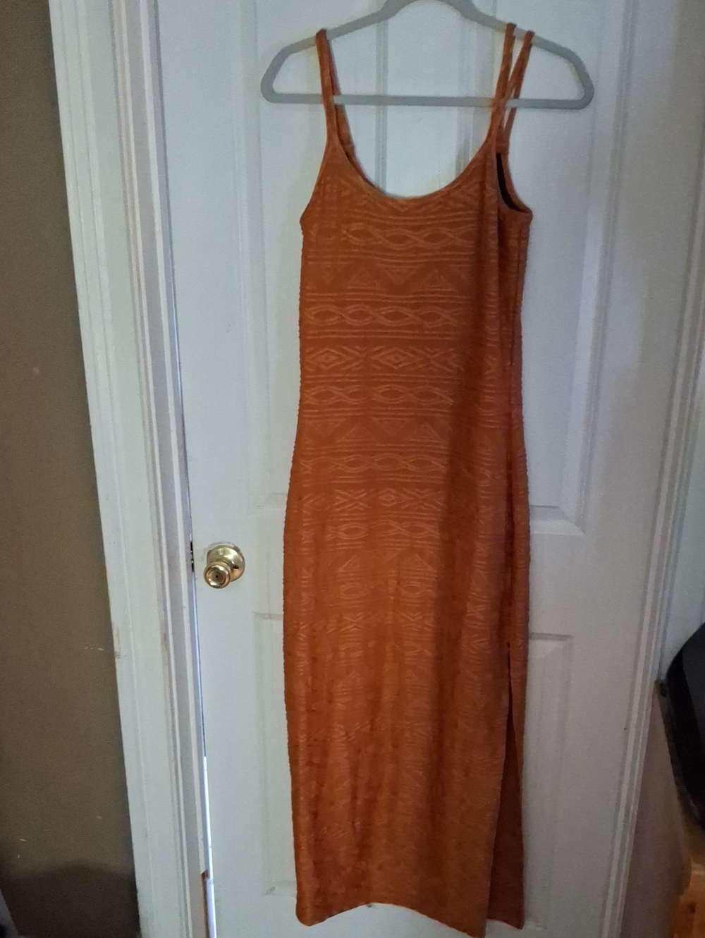 Newport News Rust Orange Textured Maxi Slip Dress